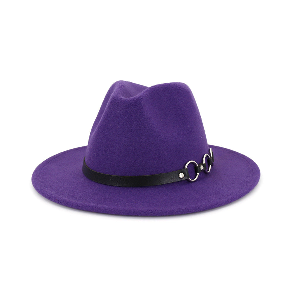 60cm Woolen Hat Gentleman Fedora Hat Flat Brim Big Brim Hat