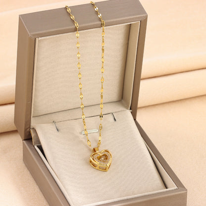 Double-layer Smart Love Pendant Titanium Steel Necklace Fashion Jewelry Woman