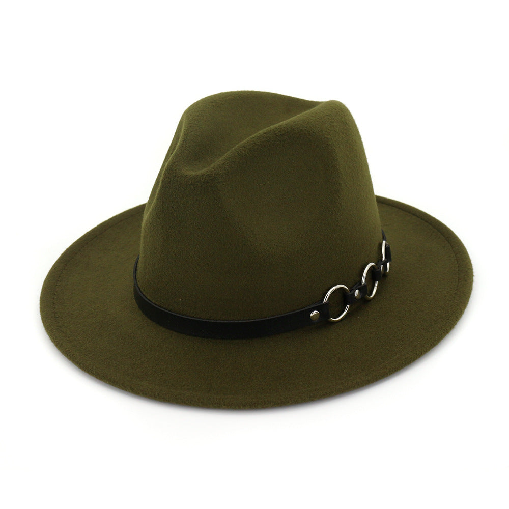 60cm Woolen Hat Gentleman Fedora Hat Flat Brim Big Brim Hat